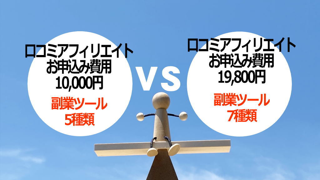 口コミアフィリエイトの価格バージョンの比較イメージ画像