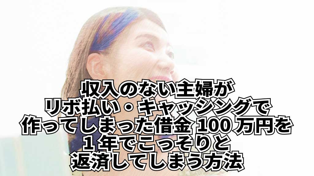 主婦がリボで作った100万円の借金を1年でこっそりと返済してしまう方法イメージ画像